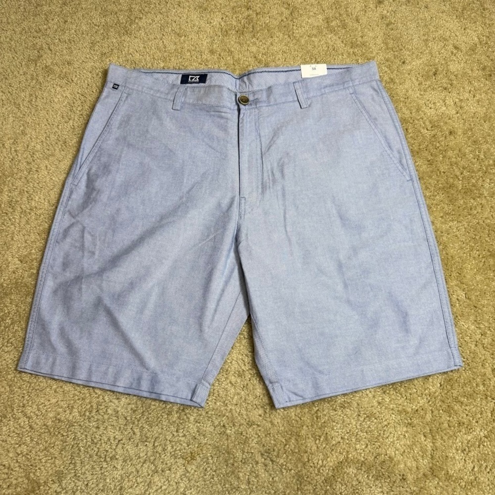 Cutter & Buck Men's Bermuda Oxford Bleu Hampstead Shorts NWT 10" Preppy Golf 38